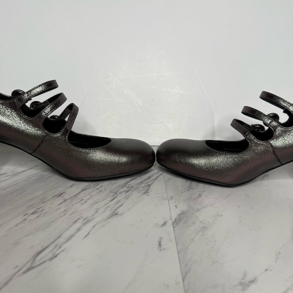 Jeffrey Campbell Tierz Pewter Iridescent Faux Leather Mary Jane Pump 7 1/2 - Picture 6 of 14